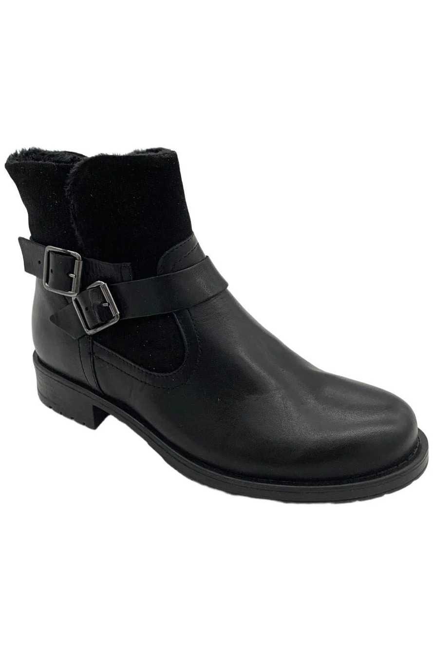 Miz Mooz Women's Leather Cozy Lined Ankle Boots Portage Black - Medium